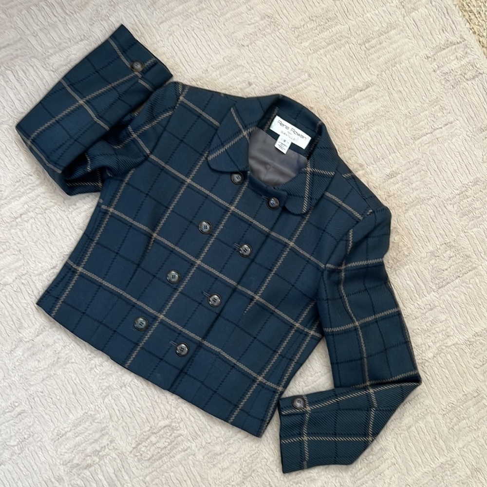 Rena Rowan for Saville 100% wool double-breasted cropped jacket coat Size 8, VTG